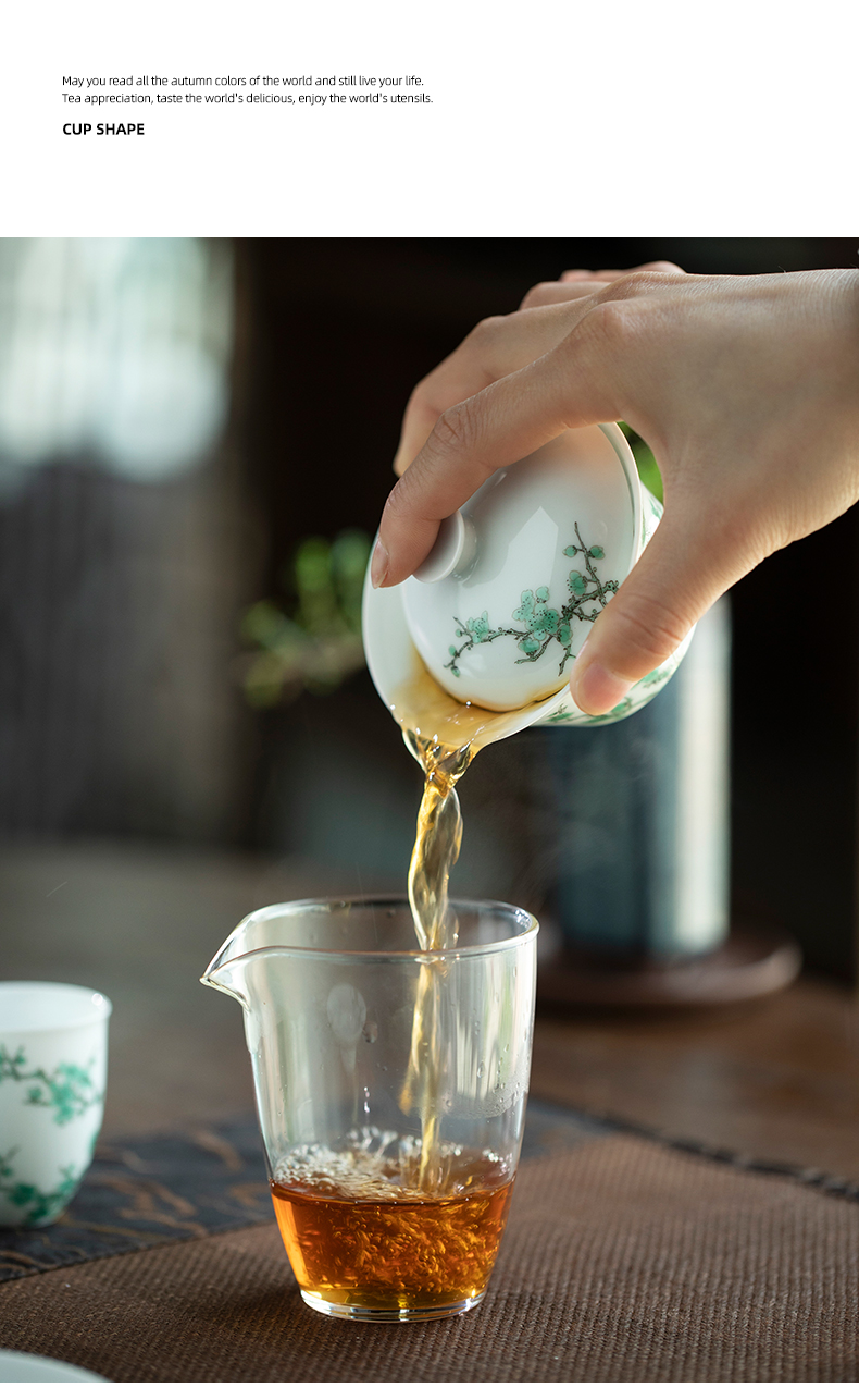 Mountain sound of jingdezhen ceramic powder enamel handpainted green name plum wsop three tureen only a single bowl tea tureen