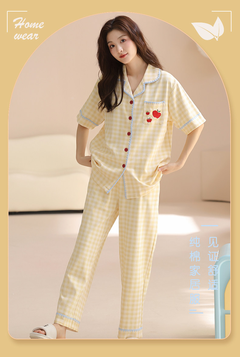Летняя хлопковая пижама, хлопковые милые штаны, хлопковый высококлассный тонкий кардиган, комплект 