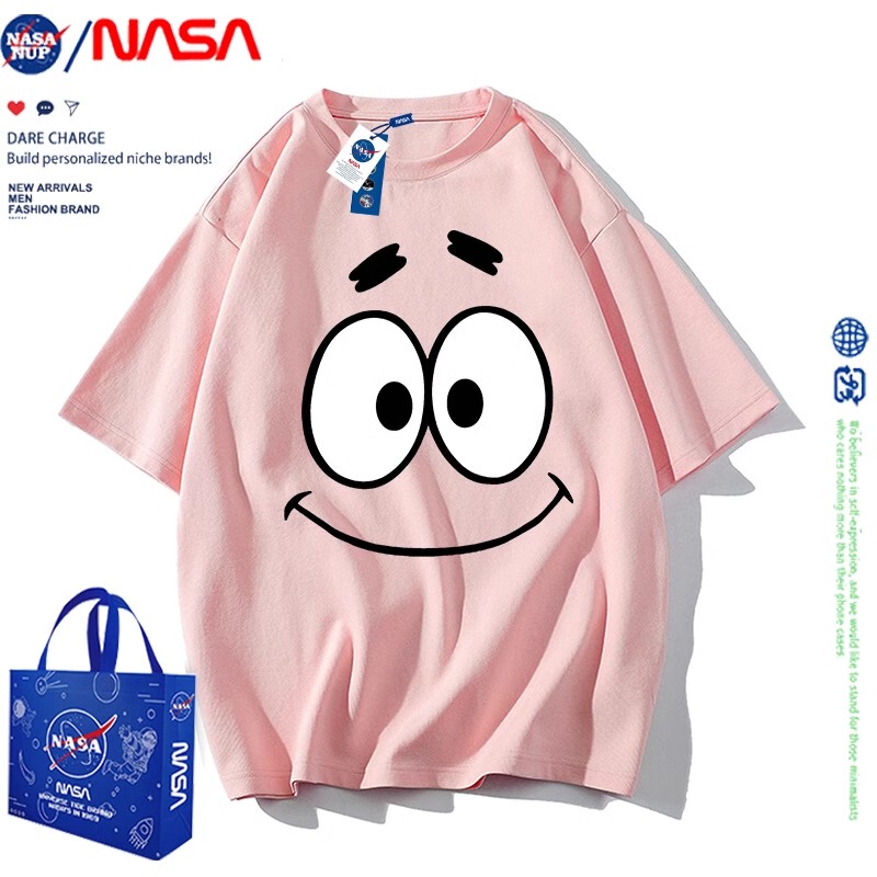 Nasa Collaboration Spongebob Squarepants Patrick Star Heavy Cotton Colorful Short-Sleeve T-Shirt for Men, Casual Versatile Couple Trendy Nasa Collaboration Spongebob Squarepants Patrick Star Heavy Cotton Colorful Short-Sleeve T-Shirt for Men, Casual Versatile Couple Trendy