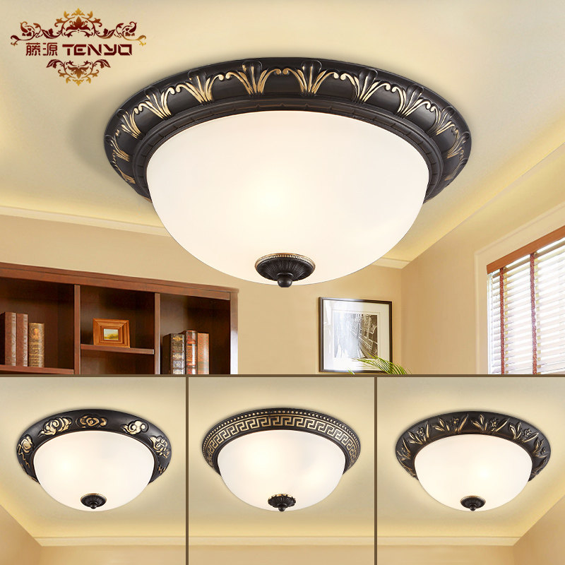 American-style copper ceiling lamp European bedroom lamp small black retro corridor lamp copper lamp porch lamp balcony lamp