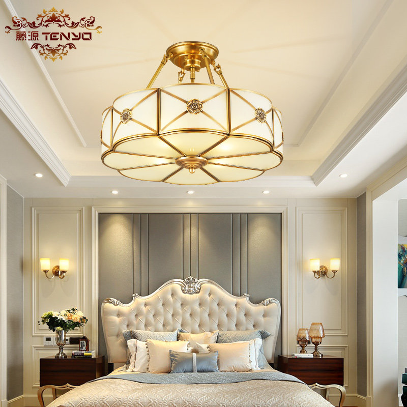 Eurostyle full copper suction light living room copper lamp led aisle door hall lamp balcony light American bedroom light Jane O lamps