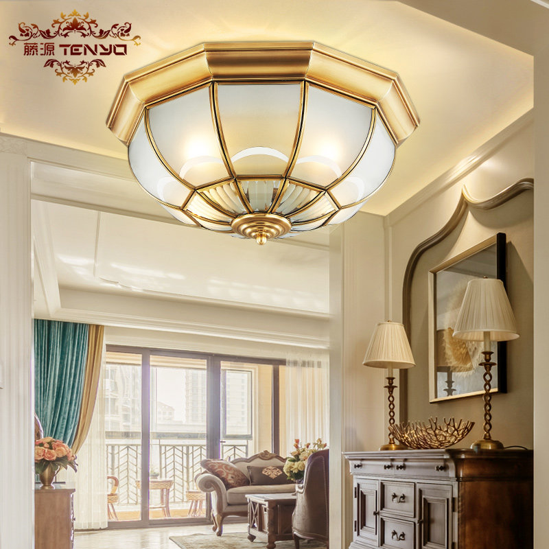 European-style all-copper ceiling lamp American-style bedroom lamp room balcony lamp entry hallway corridor lamp copper lamp lamps