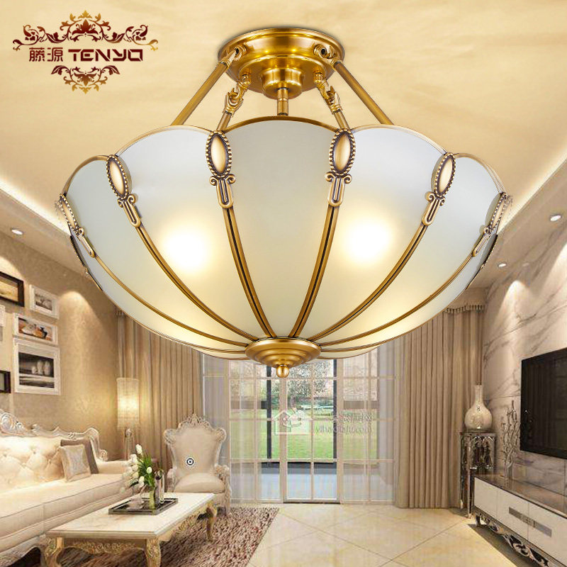 American-style all-copper ceiling lamp European-style pastoral bedroom lamp balcony copper lamp aisle corridor lamp room lamp Jane European lamps