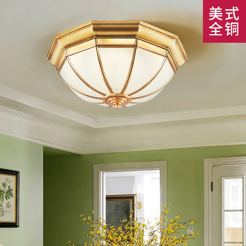 Tengyuan American all-copper ceiling lamp modern minimalist led bedroom lamp walkway lamp balcony lamp European bedroom lamp