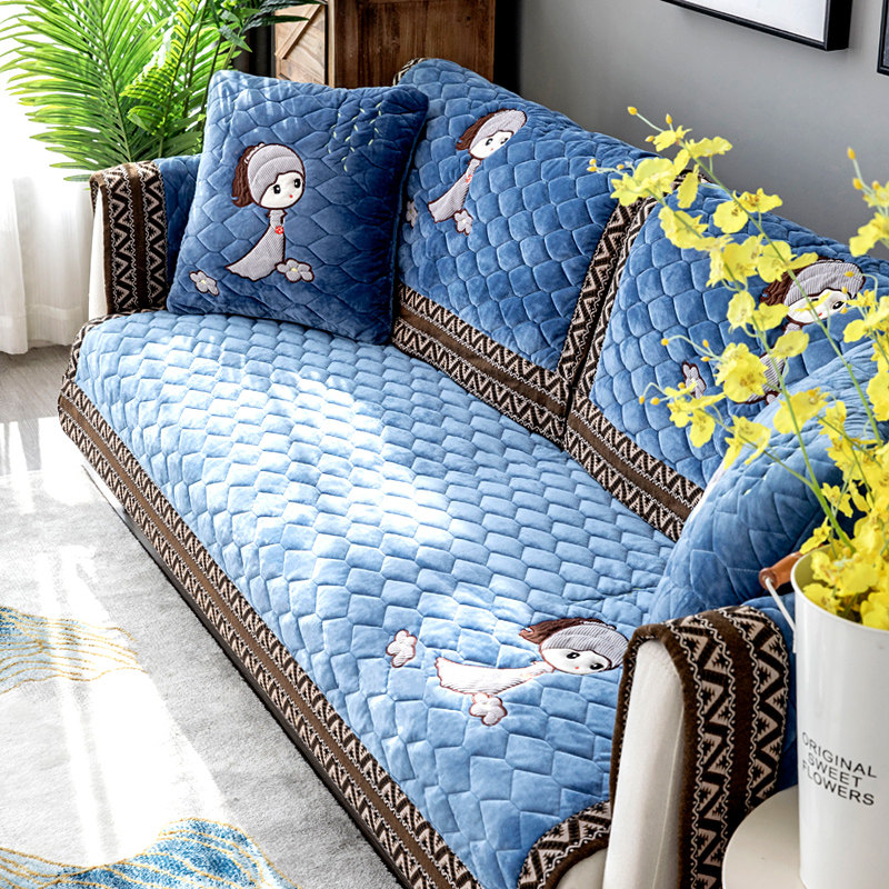Sofa cushion winter thickening short plush leather anti-slip Nordic minimalist modern cushion sofa cover backrest towels to be made