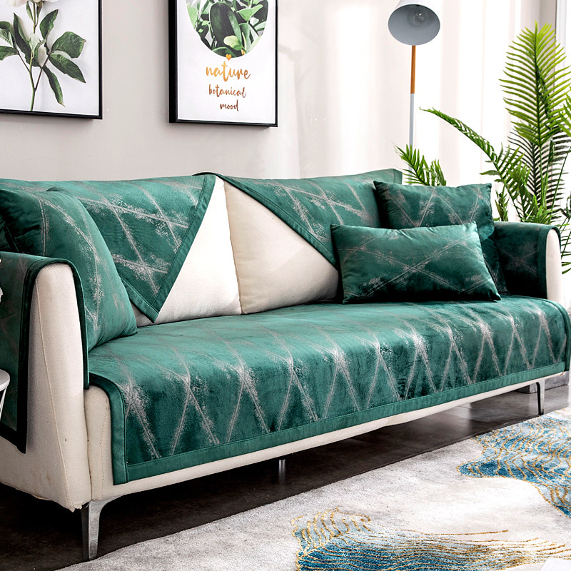 Winter plush sofa cushion non-slip Nordic simple modern four seasons universal winter leather wood sofa cover cover backrest towel