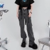 Quần jeans ống rộng ống rộng chân tự chế của Xiaoyu được giặt màu xám là quần ống rộng [chân dài] - Quần jean Quần jean