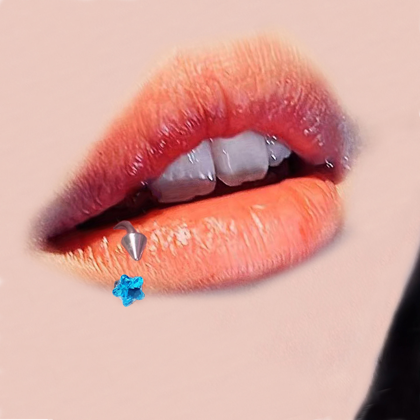 Blue love song f136 titanium lip ring: a must-have for spicy girls,  offering unique style