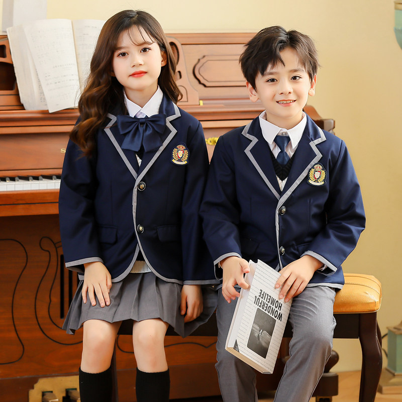 Suit class clothes for elementary school students school uniform for male and female children Three suits Spring and autumn Winter Yinglun College Wind Kindergarten Garden
