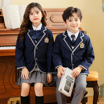 Primary school uniforms spring and autumn suits British Academy style class uniforms kindergarten Garden uniforms autumn and winter three-piece sets