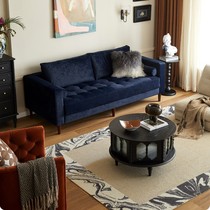 French retro living room complete set of fabric sofa small apartment household single chair storage round coffee table TV cabinet
