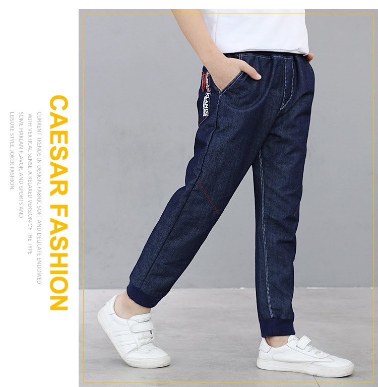Quần áo trẻ em quần trẻ em lớn 2019 quần jean mùa xuân và mùa thu bé trai quần âu giản dị cotton bé quần ống rộng quần ống rộng cho bé gái