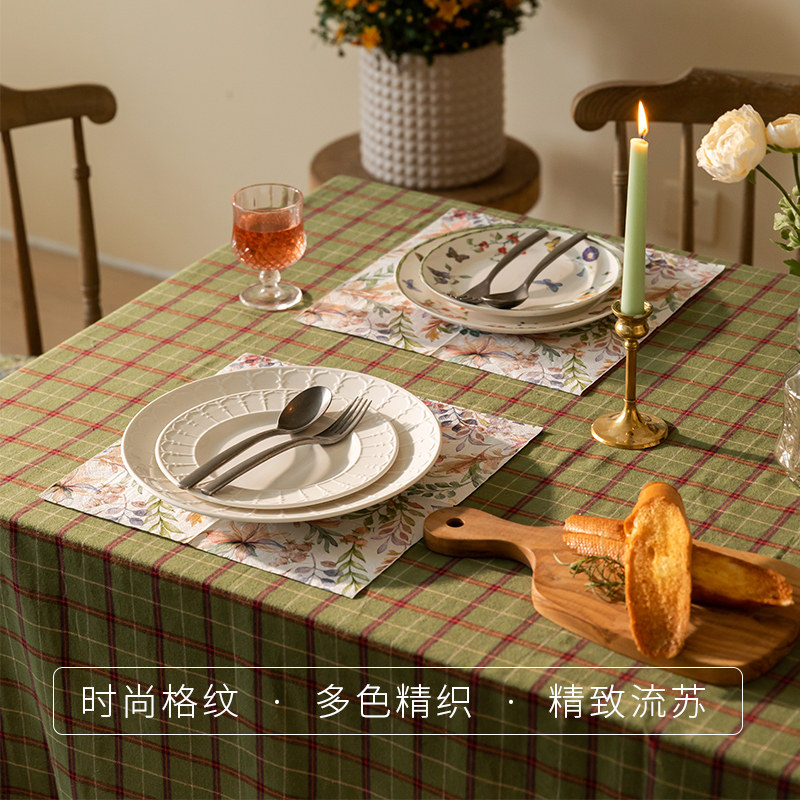 Planting love box Pittsburgh Plaid tablecloth cotton Christmas table cloth classic English square coffee table tassel cover
