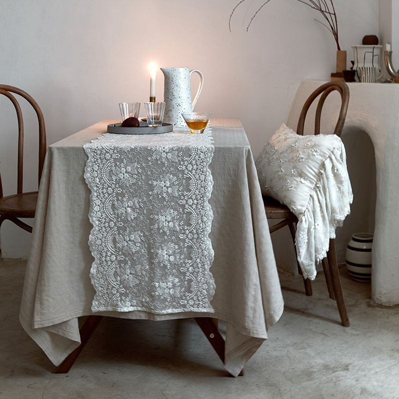 Uelove Carleton lace Table Flag Nordic minimalist mesh Yarn Embroidery Table Cloth Customised Design Tea Table strip Gaib