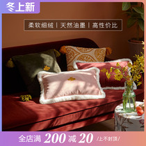 Zhi love box Tonghua pillow office sofa waist pillow short plush embroidered cushion European ins comfortable backrest