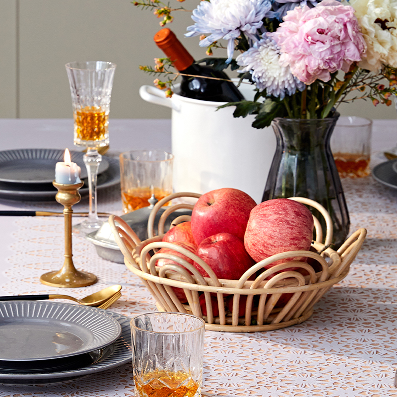 (Orphan) Plant Love Rattan Tray Nordic Handmade Storage Basket Indonesia Imported Tray Household Kitchen Appliances