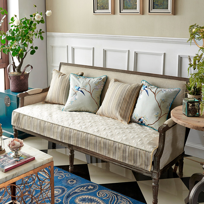 Plant Love Four Leaf Sofa Cushion Pure Color Summer Cushion Whole Set American Ins Wind Light Lavish Living Room Waterproof Anti-Cat Catch