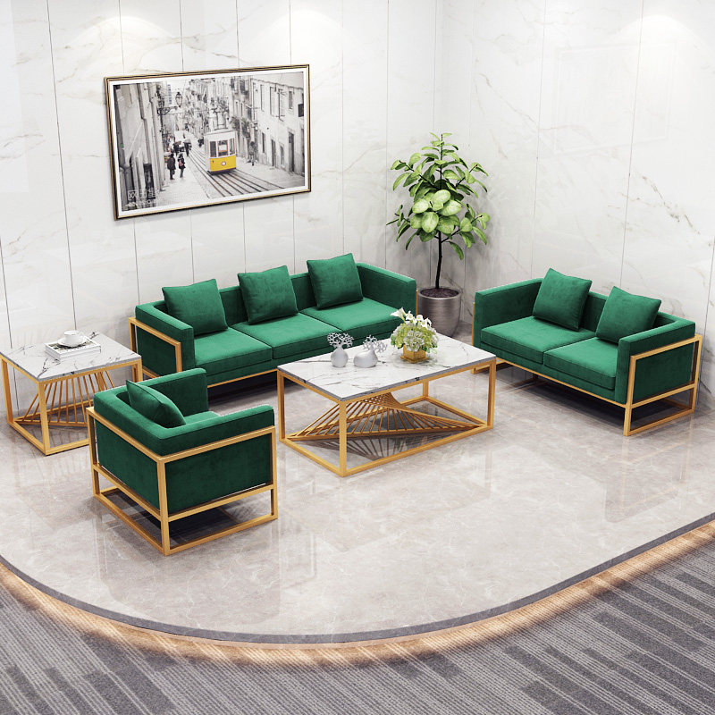 Nordic small apartment fabric leisure sofa coffee table combination office meeting guests to discuss business reception waiting rest area