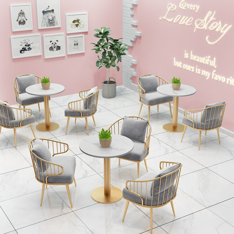 Net red dessert milk tea shop table and chair combination simple leisure coffee western restaurant bar dining iron card seat sofa