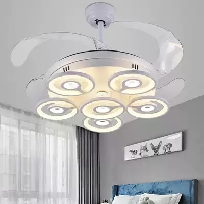 Dining room invisible fan Modern ceiling fan light Simple living room ceiling fan light Bedroom ceiling LED chandelier with fan remote control