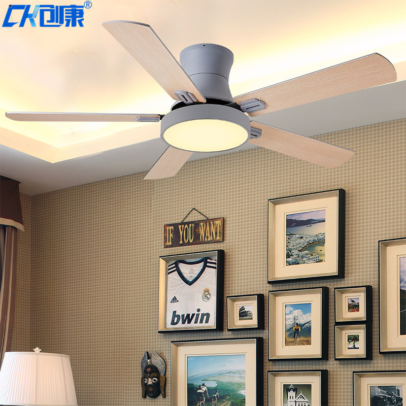 Nordic dining room ceiling fan lamp minimalist for home living room ceiling fan light bedroom LED remote control electric fan with pendant lamp muted