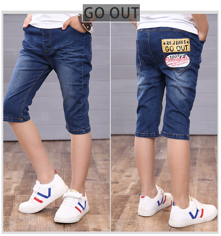 2018 mùa hè mới quần áo trẻ em trai bảy quần phần mỏng quần short denim trẻ em trong các trẻ em lớn Hàn Quốc phiên bản của quần thủy triều