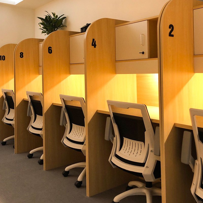Self-study room study table closed immersive partition table and chairs pay share examination and study certificate training close to wall narrow balcony table