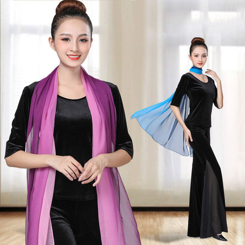 Autumn and winter new body training clothing female slim elegant gift instrument instructor gold velvet dark button practice dance suit