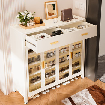 2025 New Model Shoe Cabinet, Steel, for Home Use, Multi-Layer Indoor Entryway Storage Cabinet, Integrated Wall-Mounted Dustproof Shoe Rack