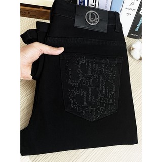秋冬新款黑色牛仔裤男士时尚烫钻弹力修身小脚裤百搭休闲潮流长裤