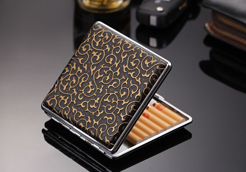 High-end men 14 16 20 ultra-thin cigarette case cigarette box personality fashion outdoor carry-on anti-pressure cigarette case
