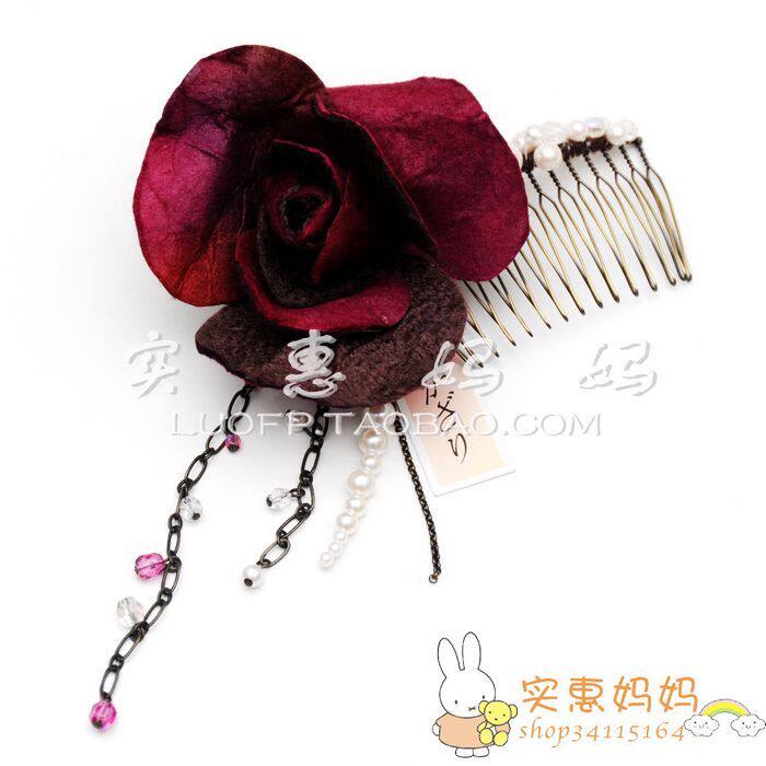 Shanghai Spot Japan Straight sent to Kyoto and wind series comb heads decorated with pearl red flowers