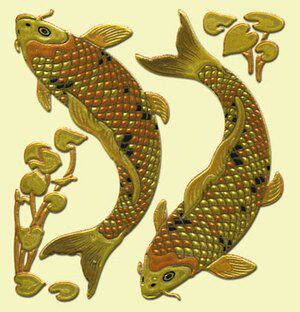 Shanghai Spot Japan Straight Sends High Time Painted Gold Paint Painted Carp Two phone stickers