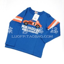 Shanghai spot Japan straight delivery mikihouse round collar long sleeve T-shirt car with blue 120cm