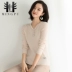 Mùa xuân và mùa thu mới phần mỏng Áo thun ngắn tay áo len dài tay cổ chữ V bằng lụa cổ áo len - Áo / áo thun áo nữ đẹp Áo / áo thun