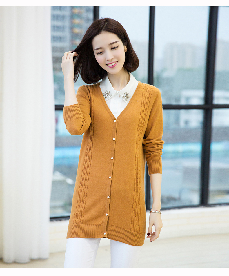 Áo len 100% nguyên chất 2018 mùa thu mới cho nữ kích thước lớn áo len dài len áo len bên ngoài mất - Cardigan áo len mỏng