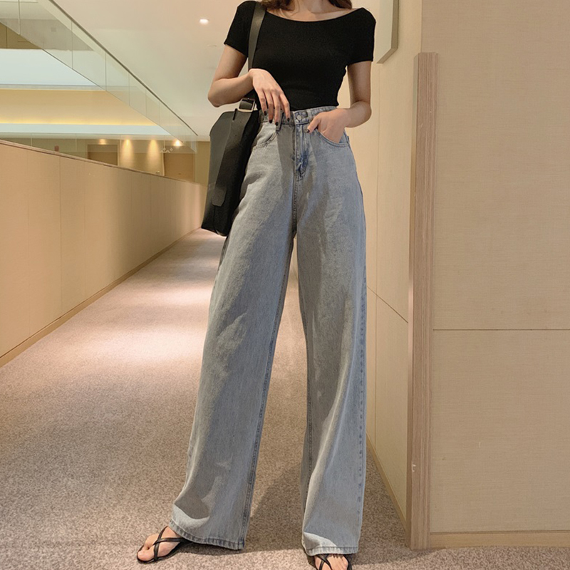 Jeans Woman 2020 Summer new retro 100 lap High waist Straight cylinder Old daddy pants Slim Loose Broadlegged Pants