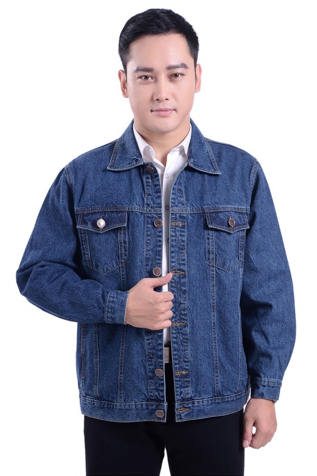 Bảo hiểm lao động nam trung niên mặc áo khoác mùa thu và mùa đông áo khoác trung niên quần jeans áo khoác lửng áo khoác hàn quốc