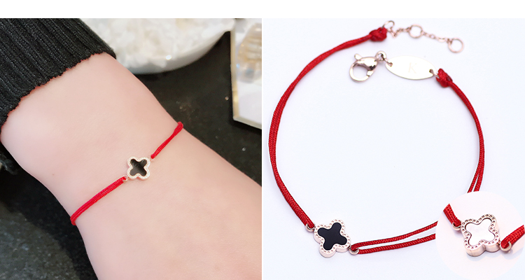 Dog năm đơn giản dây đỏ vòng đeo tay nữ năm sinh bằng thép titan tay dệt dây thời trang hoang dã cặp vợ chồng vận chuyển đồ trang sức vòng tay gỗ trầm hương