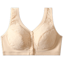 Ice silk mom underwear womens front button bra without rims vest style middle-aged and elderly push-up mesh bra summer thin