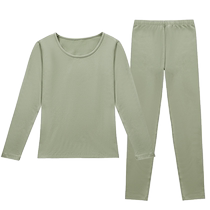 Autumn clothes and long trousers set for women pure cotton thermal underwear inner layer velvet thickening top cotton sweater for autumn and winter