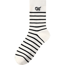 卡通袜子女中筒袜夏季薄款棉袜ins潮运动无骨袜可爱春秋季长筒袜