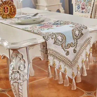 European-style table flag High-end luxury table flag Dining table decoration cloth TV cabinet flag Coffee table towel long tablecloth Chinese dining flag