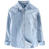 Рубашка, осенний лонгслив для отдыха, синяя хлопковая куртка