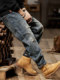 American retro jeans 2025 new men's autumn and winter straight high street distressed hole beggar trendy brand washed trousers
