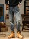American Retro Jeans 2025 New Men's Autumn Washed Distressed Straight Leg Loose Trendy Brand Youth Casual Pants