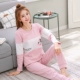 Bộ đồ ngủ nữ mùa xuân và quần dài tay cotton hai mảnh phù hợp với phim hoạt hình Hàn Quốc cotton giản dị kích thước lớn dịch vụ tại nhà