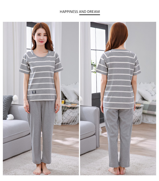 Quần short tay ngắn đồ ngủ nữ cotton phù hợp với phim hoạt hình bình thường kích thước lớn mùa xuân và mùa hè mặc cotton phục vụ nhà bộ đồ ngủ 2 dây