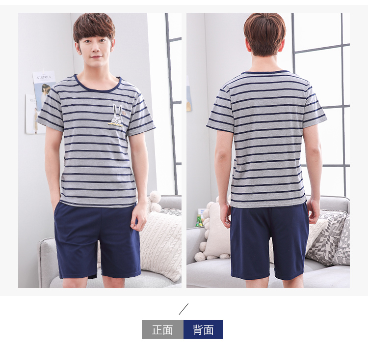 Mùa hè phiên bản Hàn Quốc của cặp đôi đơn giản ngắn tay áo cotton ngắn Bộ đồ ngủ nam và nữ hoạt hình giản dị phục vụ nhà cotton cỡ lớn bộ jum đẹp