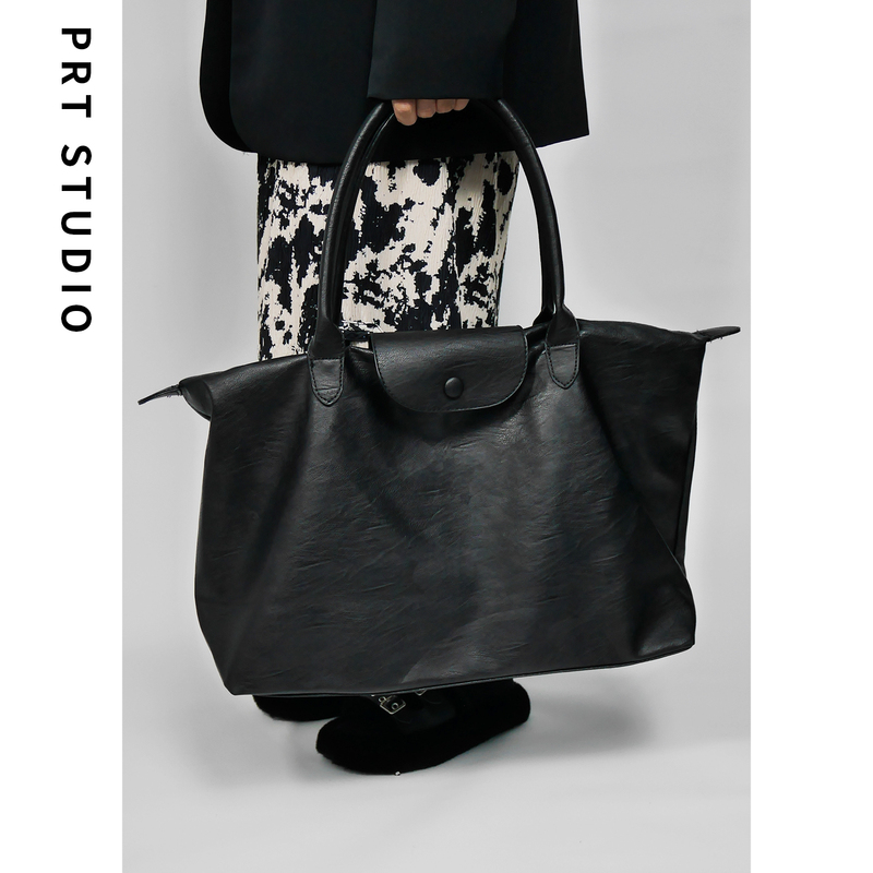 Prt Street Warehouse Retro Modern Tote Bag Classic Black Soft Leather Large Capacity Commuting Simple Shoulder Bag for Women Prt Street Warehouse Retro Modern Tote Bag Classic Black Soft Leather Large Capacity Commuting Simple Shoulder Bag for Women